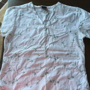 White w/ Green floral pattern